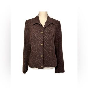 RQT Zebra Print Petite Jacket Women’s Size PL Brown w/Gold Buttons
